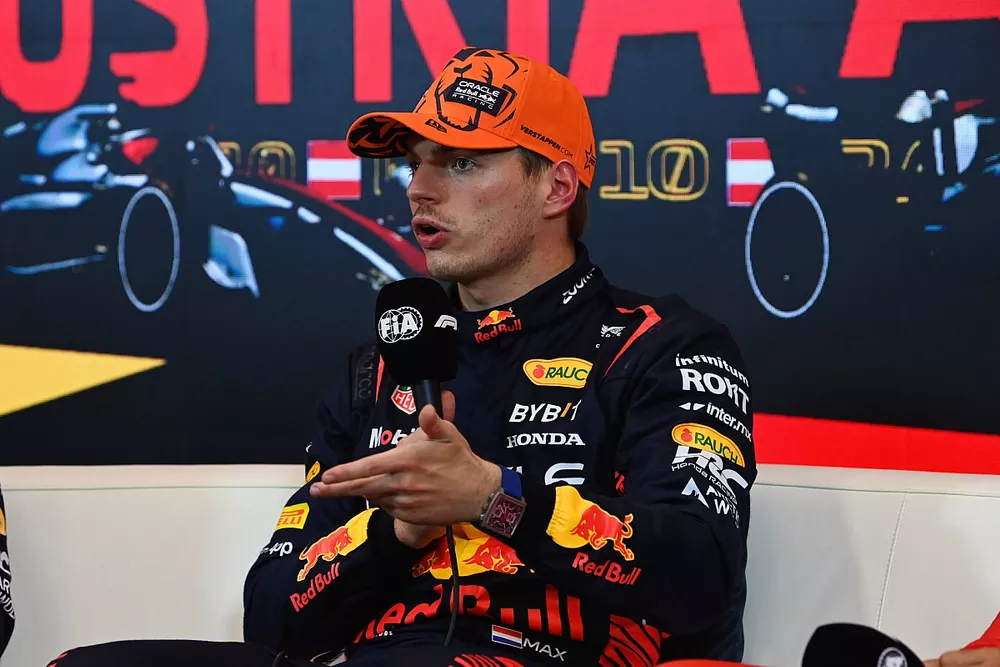 Max Verstappen, Red Bull Racing, 1st position, in the Sprint Press Conference