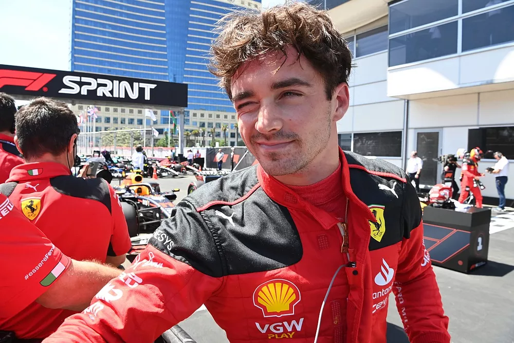 Sprint pole winner Charles Leclerc, Scuderia Ferrari