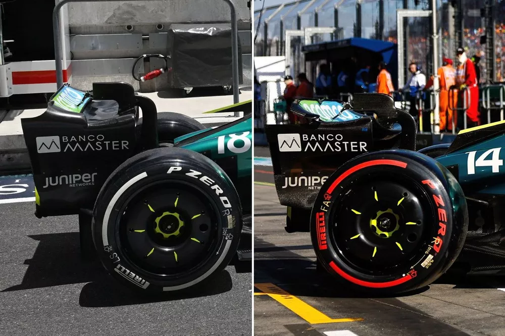 Aston Martin AMR24 rear wing comparison