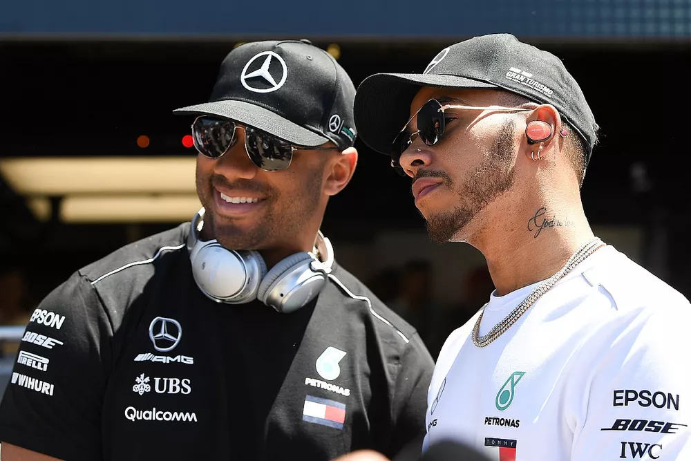 Lewis Hamilton, Mercedes-AMG F1 and Seattle Seahawks Quarterback Russell Wilson