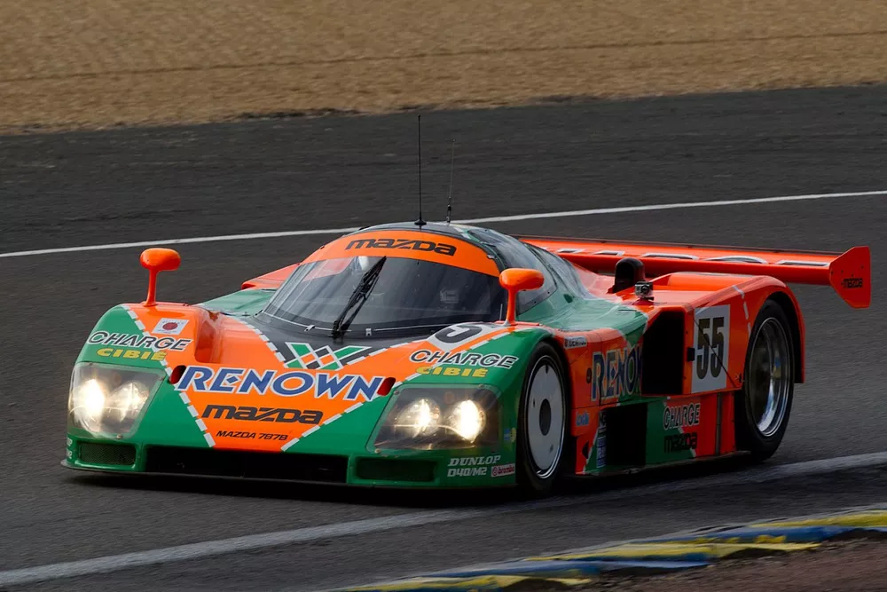 The Mazda 787B winner of the 1991 24 Hours of Le Mans, driven by Patrick Dempsey