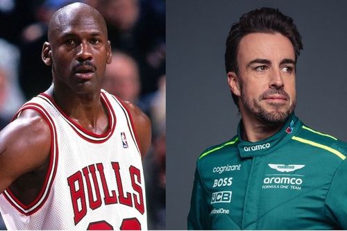 Alonso 'emula' a Michael Jordan en el anuncio de renovación de Aston Martin