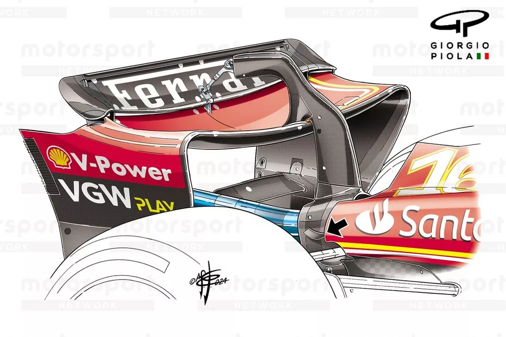 L'aileron arri&egrave;re de la Ferrari SF-24 au GP d'Australie