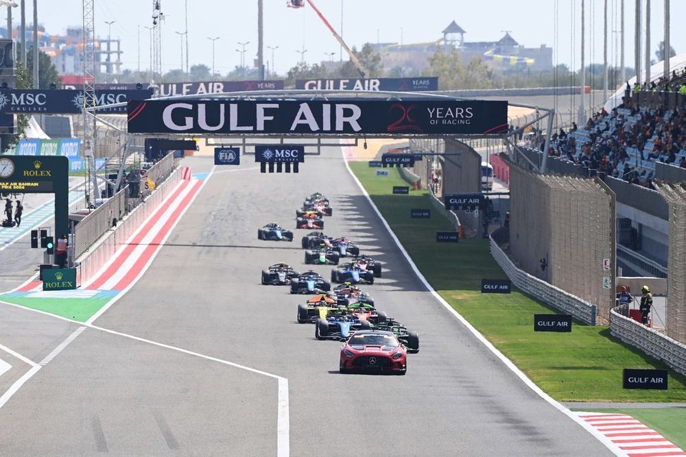 The Safety Car leads