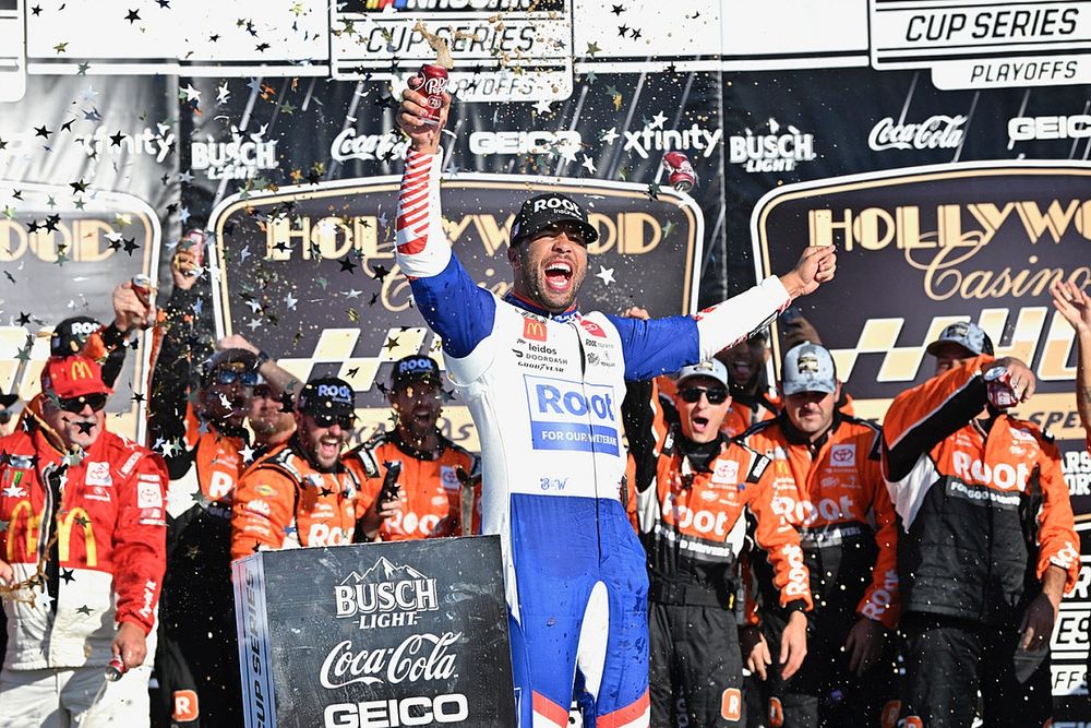 Race winner Bubba Wallace, 23XI Racing, Toyota Camry