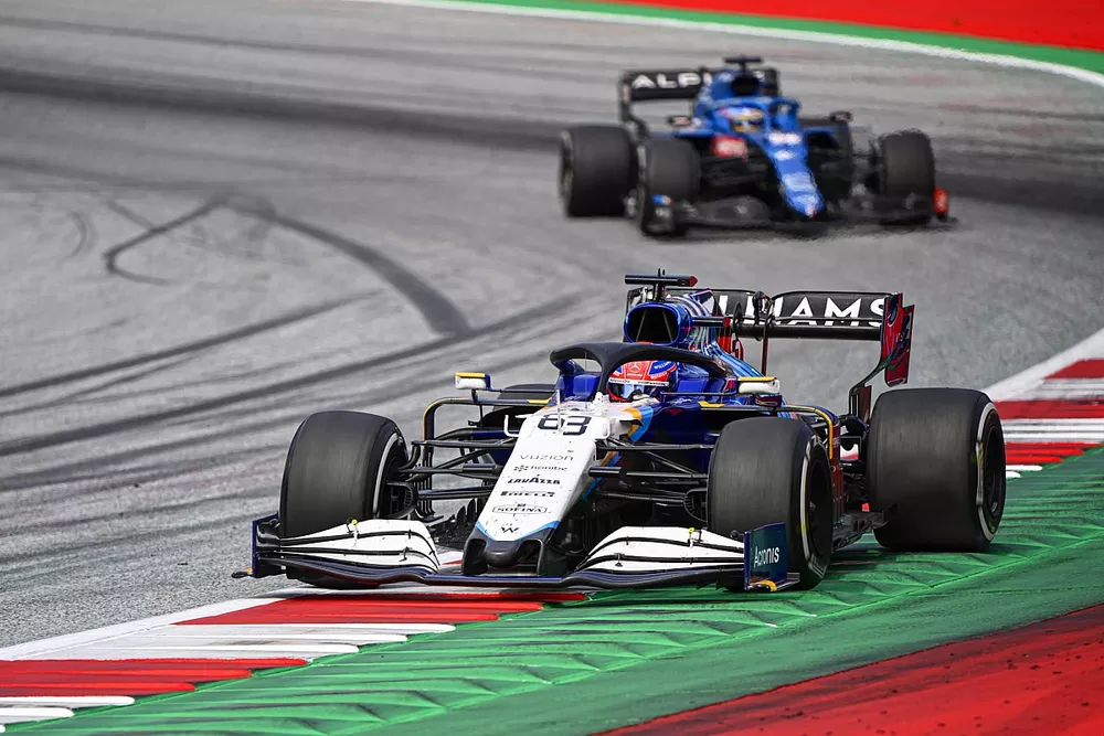 George Russell, Williams FW43B, Fernando Alonso, Alpine A521