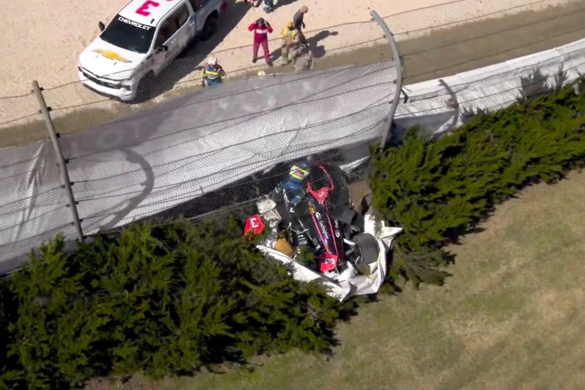 Scott McLaughlin crashes through fence in IndyCar practice but walks away