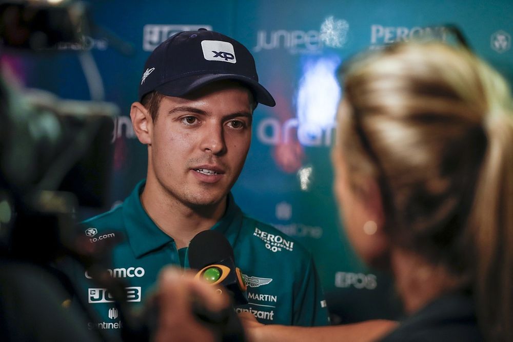 Felipe Drugovich, Reserve Driver, Aston Martin, is interviewed