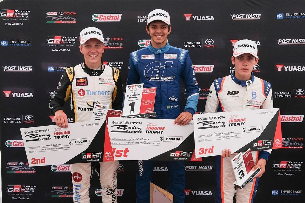 Liam Lawson, Igor Fraga y Franco Colapinto