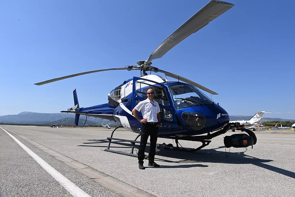 Lieven Hermans, Aerial Camera Operator for F1 and the Shotover F1 camera mounted on a helicopter
