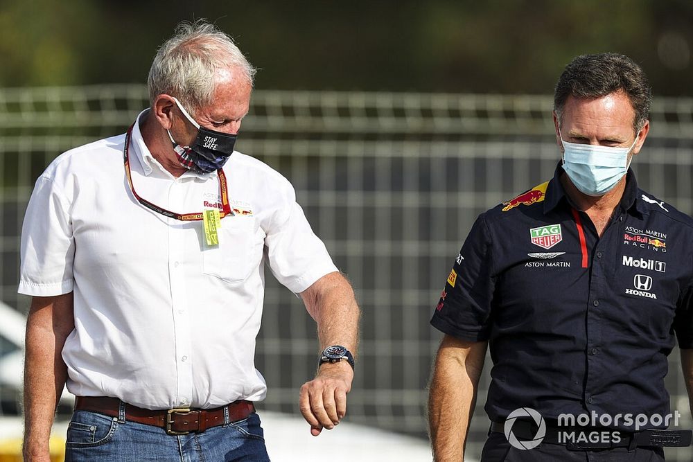 Helmut Marko, consultor de Red Bull Racing y Christian Horner, Team Principal, Red Bull Racing 