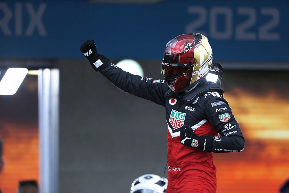 Pascal Wehrlein, Porsche, 1st position, celebrates on arrival in Parc Ferme