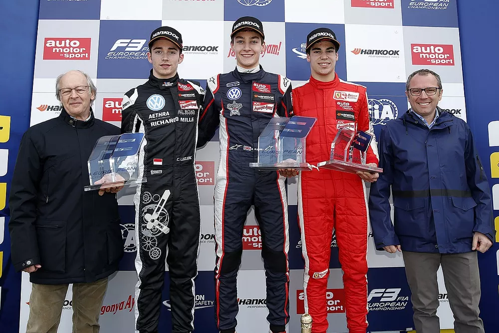 Graham Stoker, Charles Leclerc, George Russell, Lance Stroll, Stefano Domenicali

