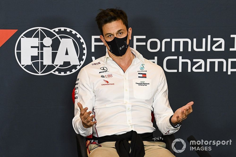 Toto Wolff, Executive Director (Business), Mercedes AMG, in a Press Conference