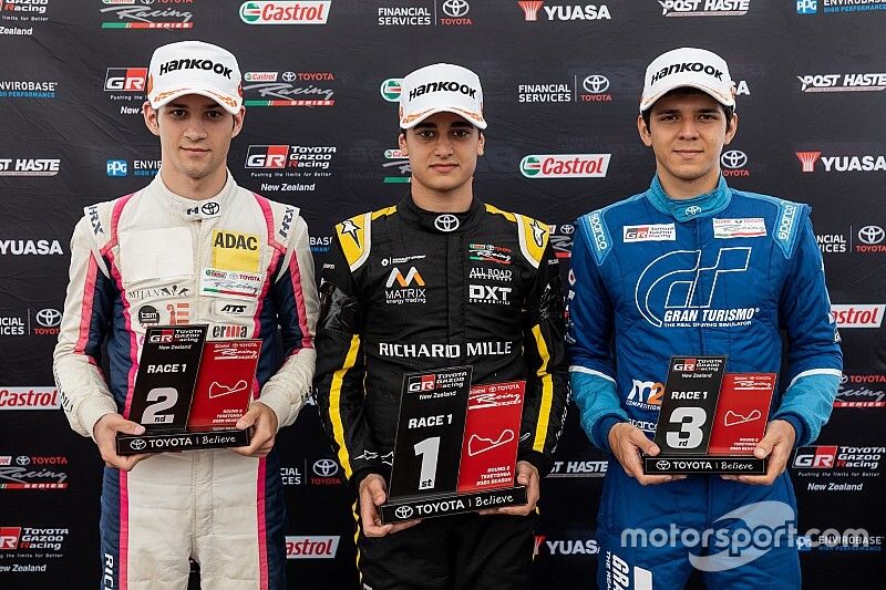 Pódio da corrida 1 em Teretonga