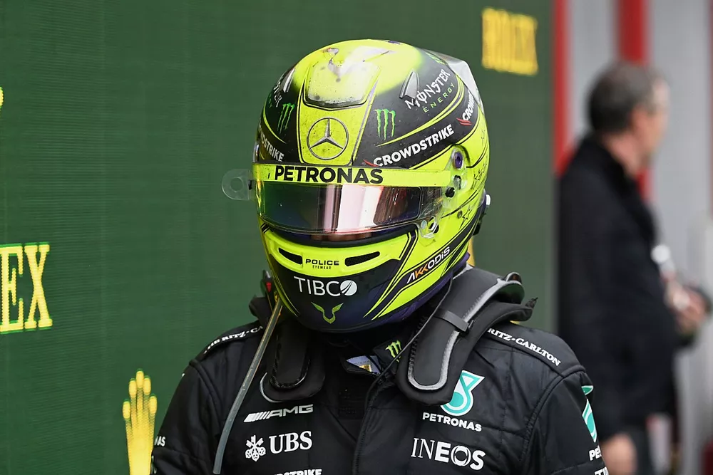 Lewis Hamilton, Mercedes-AMG, en Parc Ferme
