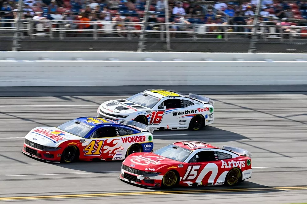 Ryan Preece, Stewart-Haas Racing, Wonder Bread Ford Mustang, Cody Ware, Rick Ware Racing, Arby's Ford Mustang, and Shane Van Gisbergen, Kaulig Racing, WeatherTech Chevrolet Camaro