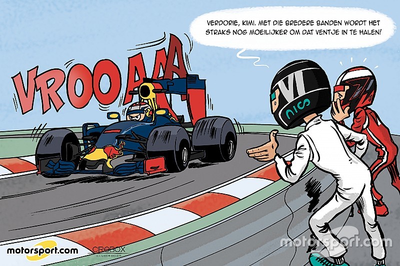 Cartoon van Cirebox - Verstappen inhalen wordt nóg moeilijker