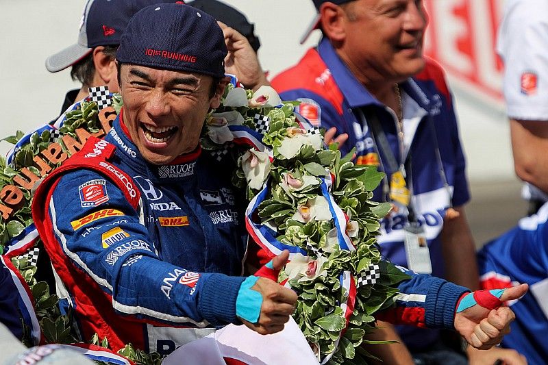 Ganador, Takuma Sato, Andretti Autosport Honda celebra