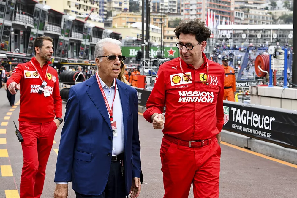 Piero Ferrari con Mattia Binotto, Team Principal Ferrari