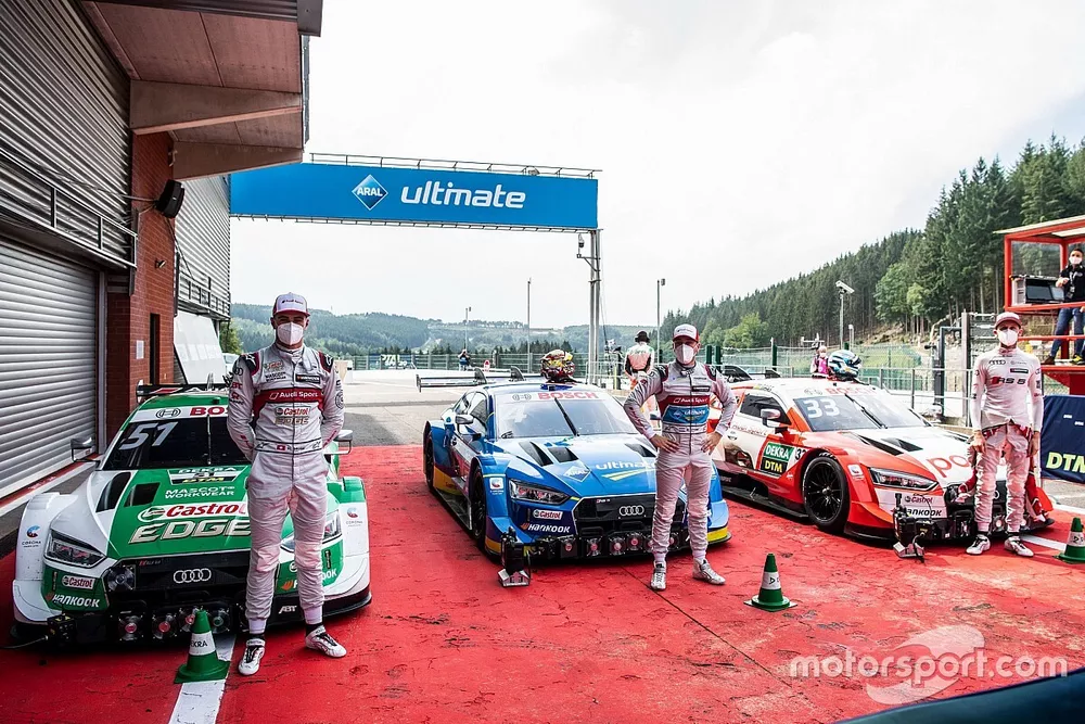 Top 3 after Qualifying: Pole sitter Robin Frijns, Audi Sport Team Abt Sportsline, Nico M&uuml;ller, Audi Sport Team Abt Sportsline, Ren&eacute; Rast, Audi Sport Team Rosberg