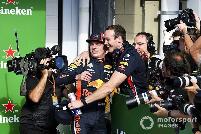 Polesitter Max Verstappen, Red Bull Racing viert feest