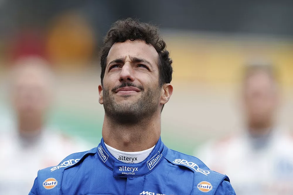 Daniel Ricciardo, McLaren, antes de la presentaci&oacute;n del coche de F&oacute;rmula 1 de 2022