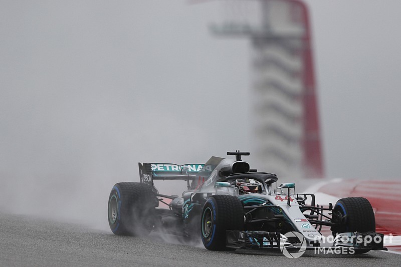 F1アメリカFP1速報:ウエットで行われたFP1、ハミルトン首位
