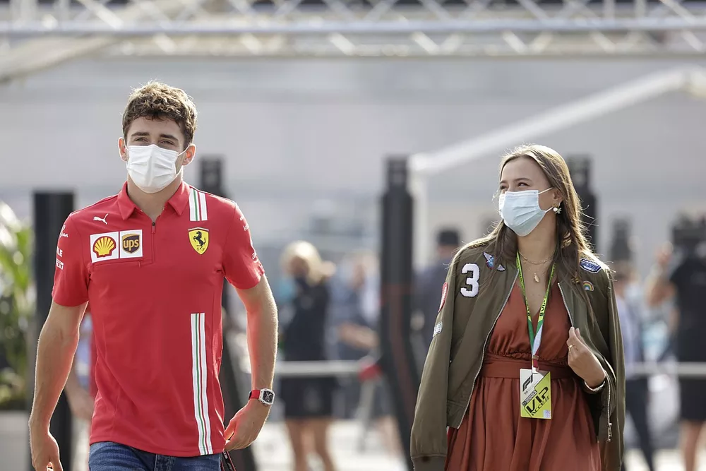 Charles Leclerc, Ferrari with his girlfriend Charlotte Sine