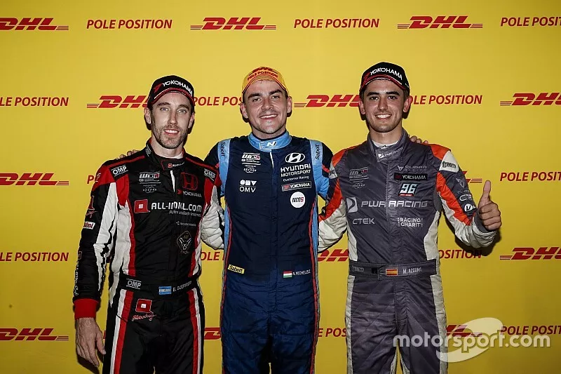 Top 3 Q2, Norbert Michelisz, BRC Hyundai N Squadra Corse Hyundai i30 N TCR, Esteban Guerrieri, ALL-INKL.COM M&uuml;nnich Motorsport Honda Civic Type R TCR, Mikel Azcona, PWR Racing CUPRA TCR