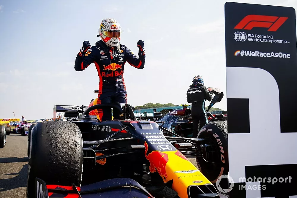 Race winner Max Verstappen, Red Bull Racing celebrates in Parc Ferme   
