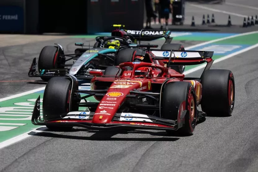Charles Leclerc, Ferrari SF-24, Lewis Hamilton, Mercedes F1 W15 