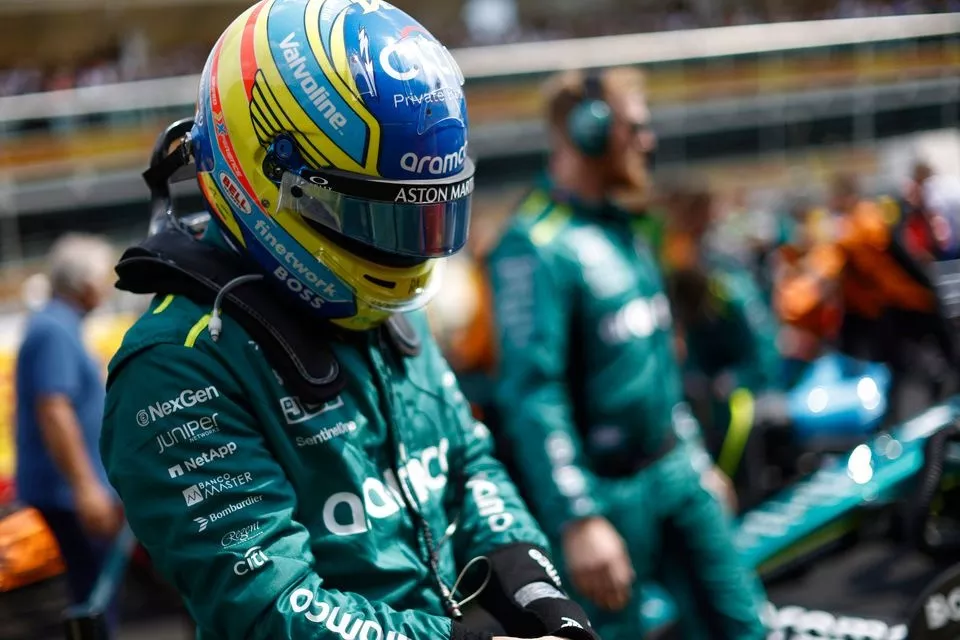 Fernando Alonso, Aston Martin F1 Team, on the grid