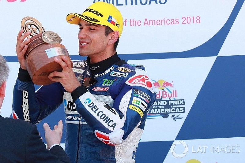 Podium ganador de la carrera Jorge Martin, Del Conca Gresini Racing Moto3