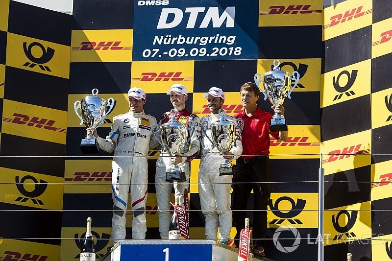 Podio: ganador de la carrera René Rast, equipo Sport Sport Rosberg, segundo puesto Bruno Spengler, BMW Team RBM y tercer puesto Gary Paffett, equipo Mercedes-AMG HWA