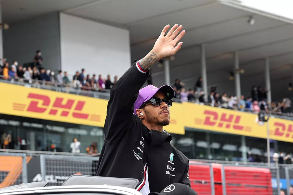 Lewis Hamilton, Mercedes AMG, in the drivers parade