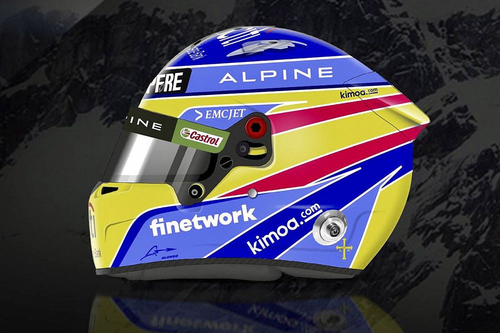 El casco de Fernando Alonso, Alpine F1 Team  