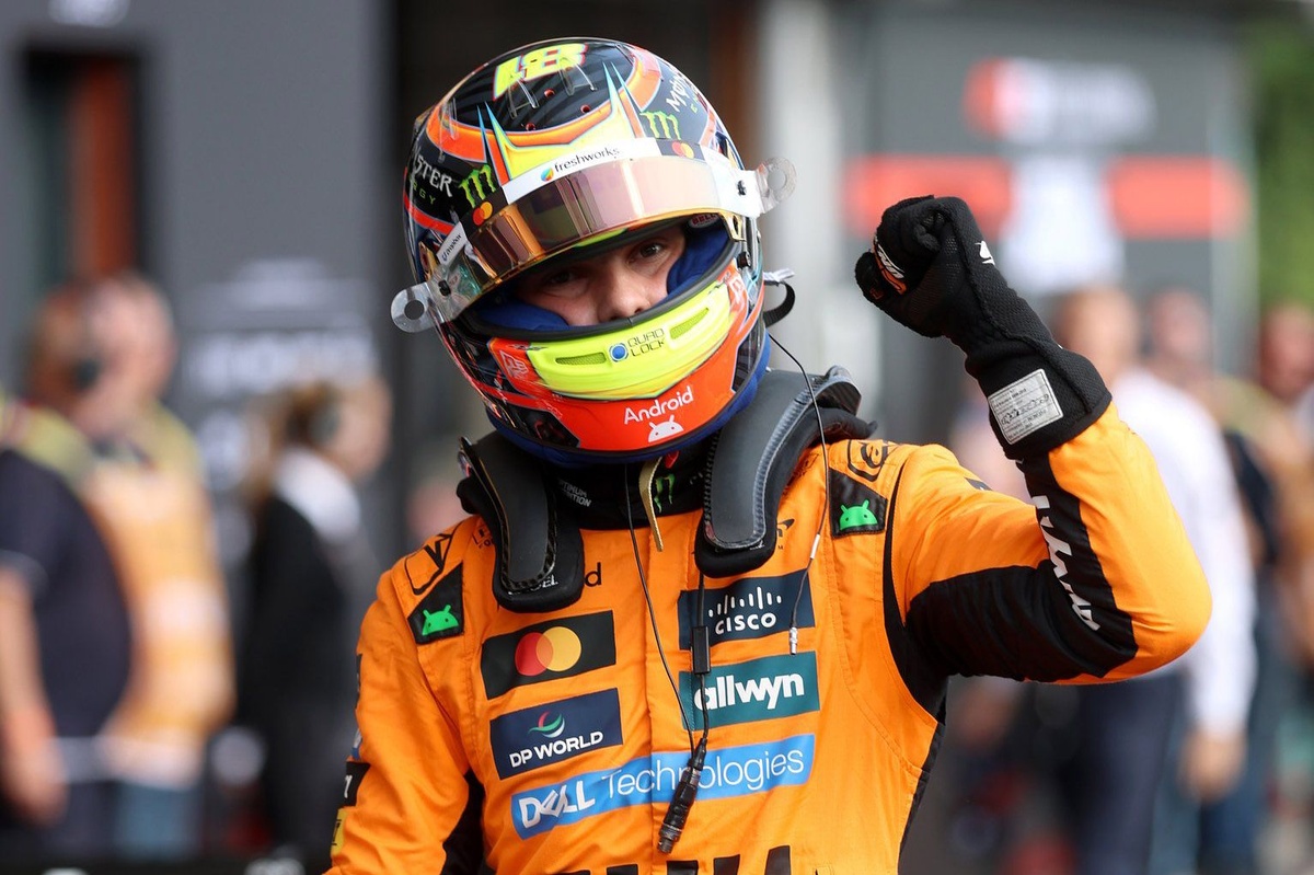 F1 Belgian GP: Oscar Piastri recovers to power to sprint race pole from Max Verstappen