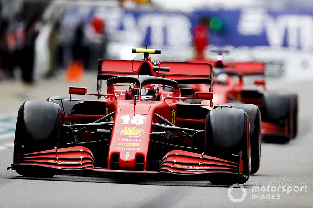 Charles Leclerc, Ferrari SF1000, Sebastian Vettel, Ferrari SF1000, in the pit lane