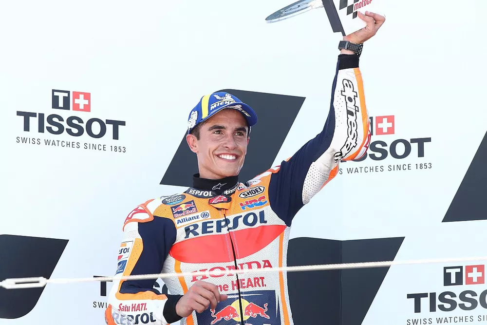 Podio: segundo lugar Marc M&aacute;rquez, Equipo Repsol Honda