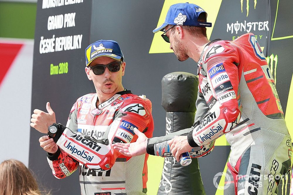 Podium: race winner Andrea Dovizioso, Ducati Team, second place Jorge Lorenzo, Ducati Team