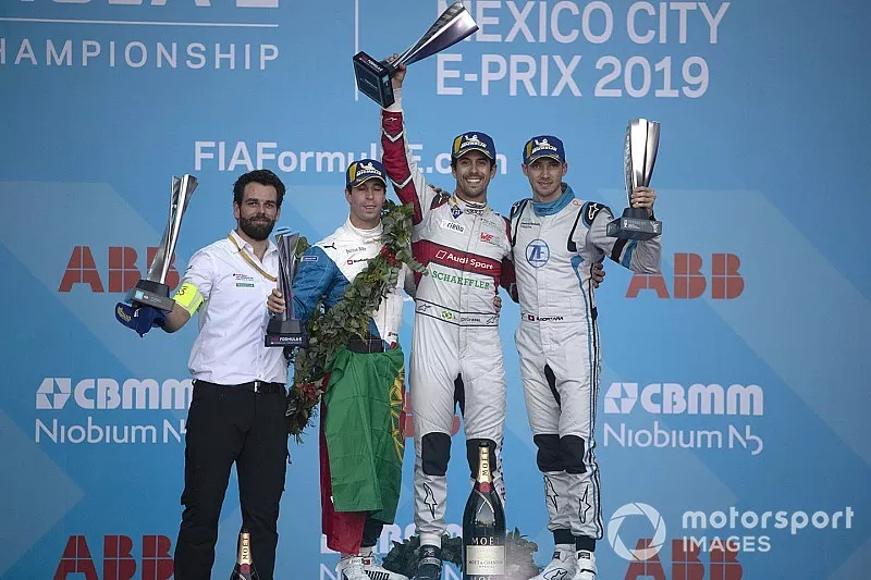 Podio: Ganador de la carrera Lucas Di Grassi, Audi Sport ABT Schaeffler, 2&ordm; Antonio Felix da Costa, BMW I Andretti Motorsports, 3&ordm; Edoardo Mortara, Venturi Formula E