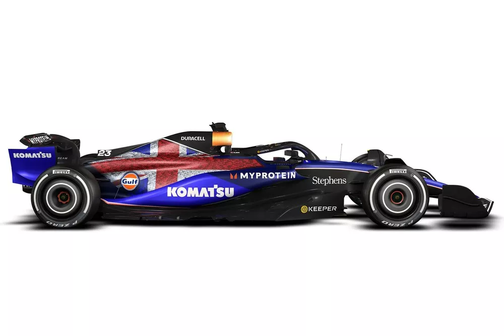 La livr&eacute;e sp&eacute;ciale de la Williams FW46 pour le GP de Grande-Bretagne