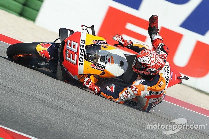 Marc Marquez, Repsol Honda Team ca&iacute;da Q2 Misano
