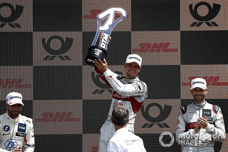 Podium: Race winner Nico Müller, Audi Sport Team Abt Sportsline, second place Philipp Eng, BMW Team RBM, third place René Rast, Audi Sport Team Rosberg