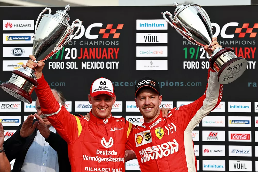 Les deuxièmes de la ROC Nations Cup, Sebastian Vettel et Mick Schumacher pour le Team Allemagne
