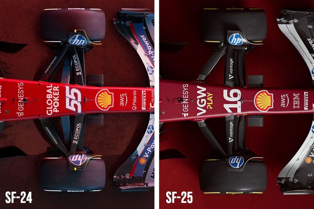 Confronto sospensione anteriore Ferrari SF-24 e SF-25