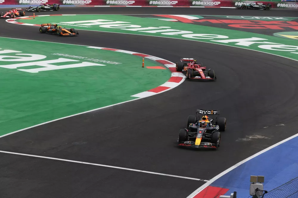 Max Verstappen, Red Bull Racing RB20, leads Carlos Sainz, Ferrari SF-24, Lando Norris, McLaren MCL38