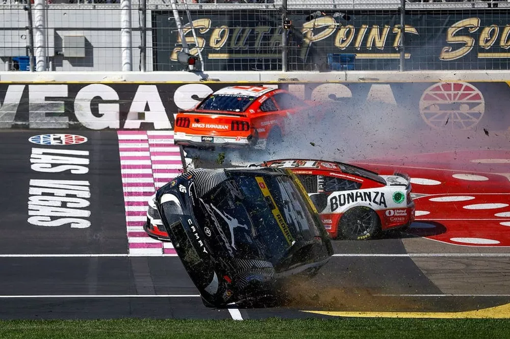 Tyler Reddick, 23XI Racing, Jordan Brand Toyota Camry flipped car