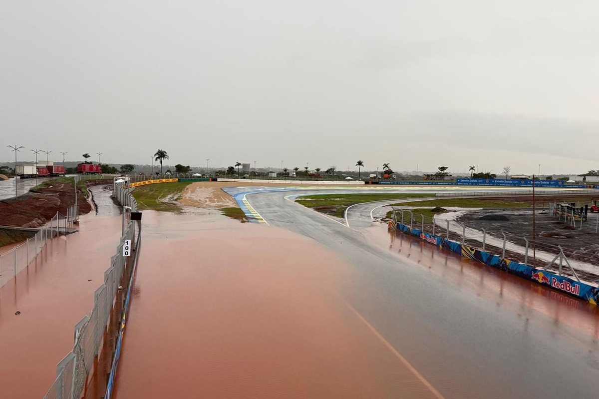 Chuva forte alaga pista de Goiânia da MotoGP; saiba como está a situação